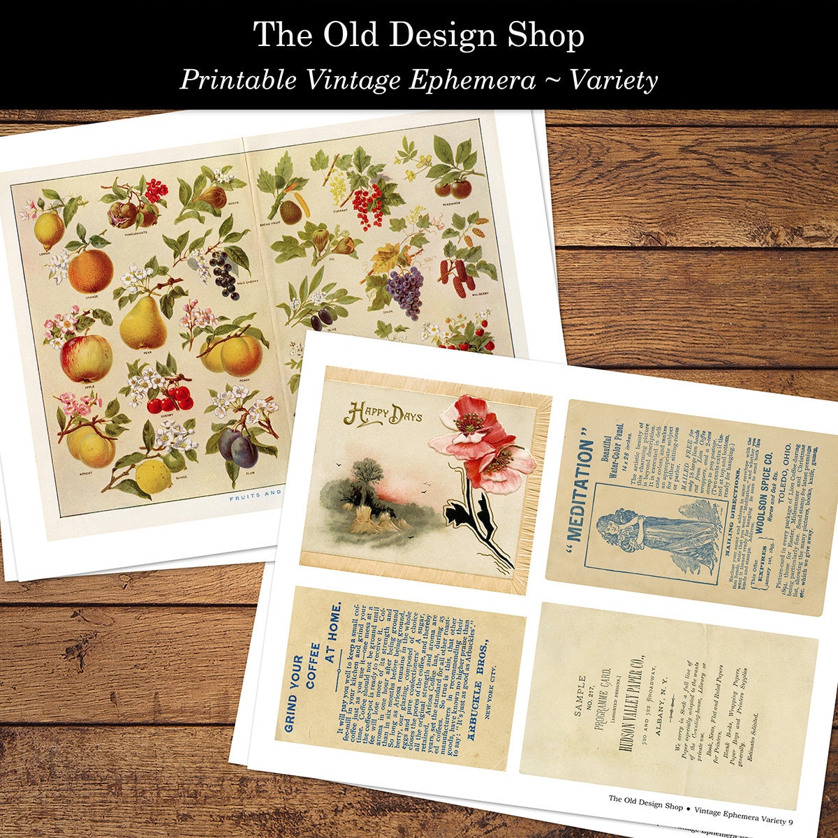 Set 1 Vintage Ephemera Variety Pack Printable Digital Download Collage ...