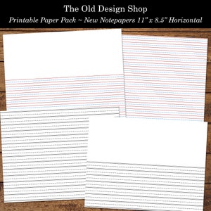 Printable Notepaper Black White Red and Blue Lined Graph Memorandum Days of the Week Horizontal Layout New Paper Pack Digital Download image 3