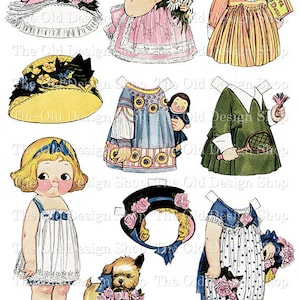 Printable Paperdoll Dolly Dingle Flower Girl Vintage Fussy Cut Paperdoll Commercial Use Paper Doll Digital Download JPG Format