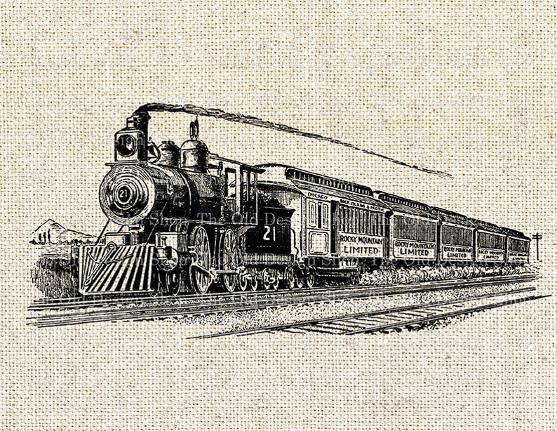 Vintage Train Clip Art Steam Engine Locomotive