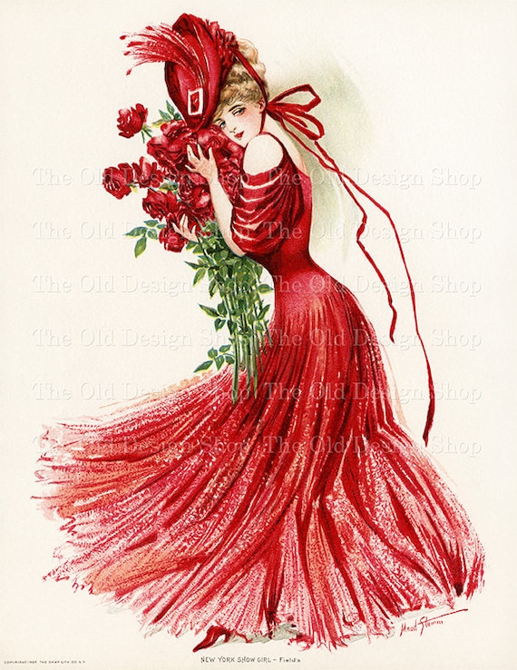 Centro de producción flotante Malabares Lady in Red Printable Art Woman Holding Bouquet of Red Roses - Etsy Hong  Kong