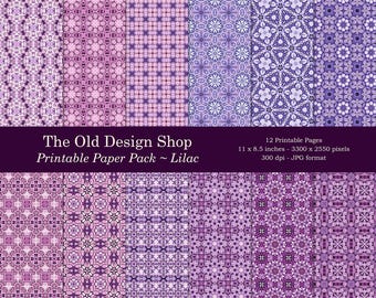 Digital Papers Lilac Colors Pink and Purple Paper Pack Printable Scrapbook Cardmaking Supply Junk Journal Signatures Digital Download JPG
