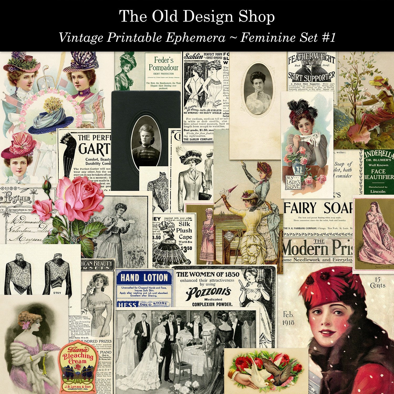 Vintage Feminine Set 1 Printable Ephemera Victorian Illustrations Mag…