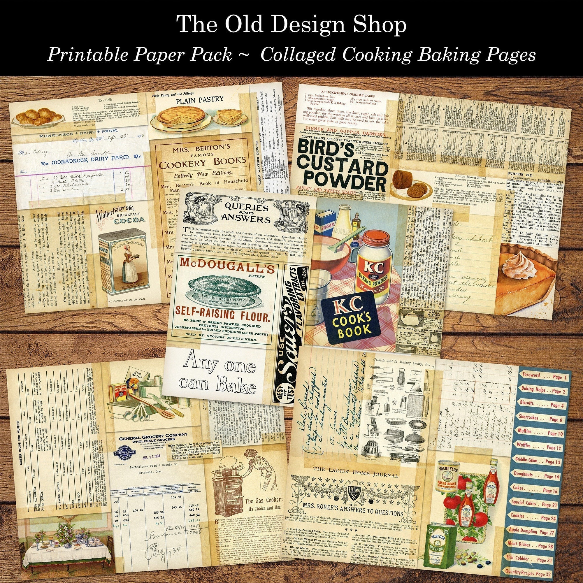Recipe Cooking Baking Junk Journal Signatures Collaged Vintage Ephemera ...