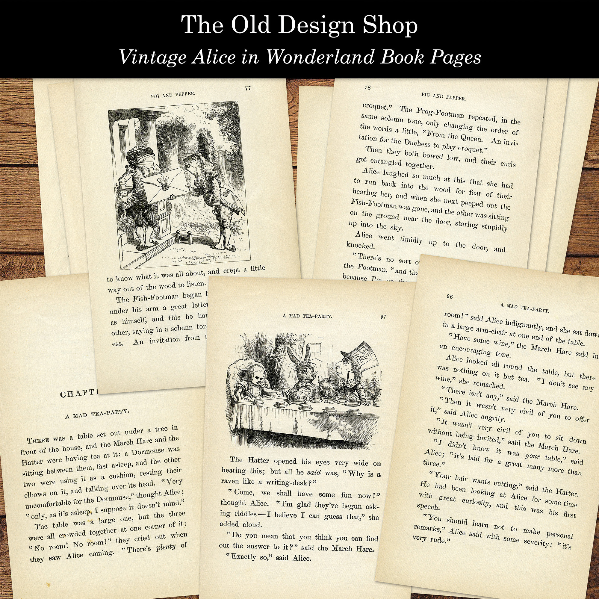 Alice in Wonderland Printable Book Pages Vintage Alice Journal - Etsy