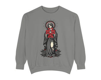 Virgin Mary Sweatshirt | Our Lady of Guadalupe Religious Icon Crewneck | Catholic Christian Apparel | Tattoo Flash Gift