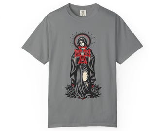 Virgin Mary T-Shirt | Our Lady of Guadalupe Religious Icon Tee | Catholic Christian Apparel | Tattoo Flash Stained Glass Gift