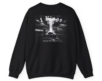 Fire of God Long Sleeve | 1 Kings 18:38 Elijah Christian Tee | Back Print Scripture Apparel | Mens Christian Streetwear | Christian Dad Gift