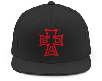 SDA Red Cross Emblem Snapback Hat | Church Logo Baseball Cap