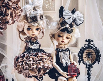 DARK ALICE Blythe/Pullip/Imda 3.0/ Teacup Halloween Deluxe Silk Dress With Mask By Odd Princess, Collaboration With Edera
