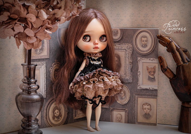 DARK ALICE Blythe/Pullip/Imda 3.0/ Teacup Halloween Deluxe Silk Dress With Mask By Odd Princess, Collaboration With Edera image 10