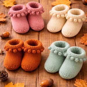 Juno Knitting Pattern Baby Slippers – Cozy Socks PDF (Digital Download)
