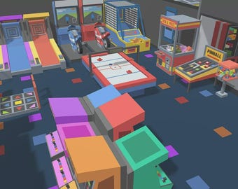 Low Poly Einkaufspassage 3D Objekt | Stilisierte Game Ready Umgebung (Digitaler Download)