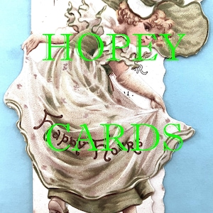 Happy NEW YEAR  Little Girl.  vintage VICTORIAN die cut Greeting Card. unused 1900s