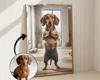 Custom Yoga Dog Portrait from Photo | Funny Personalised Yoga Dog Wall Art | Unique Dog Lover Gift