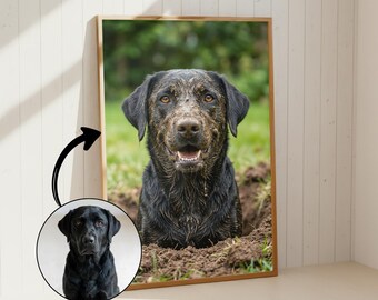 Custom Dog Portrait from Photo | Funny Muddy Dog Wall Art | Dog Mum Gift | Personalised Naughty Dog Print