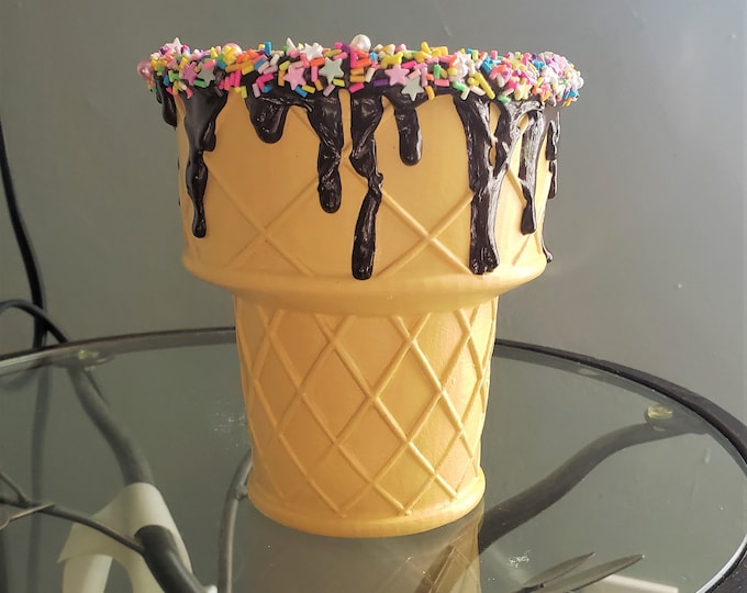 Drippy Ice Cream Cone Planter With Sprinkles Etsy
