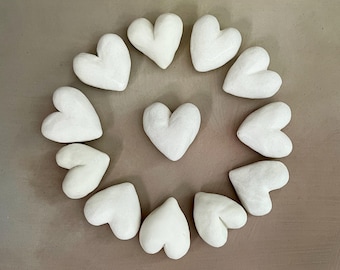 handmade ceramic white hearts- bag of 12