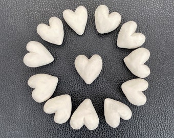 corazones de cerámica de porcelana blanca hechos a mano - bolsa de 12