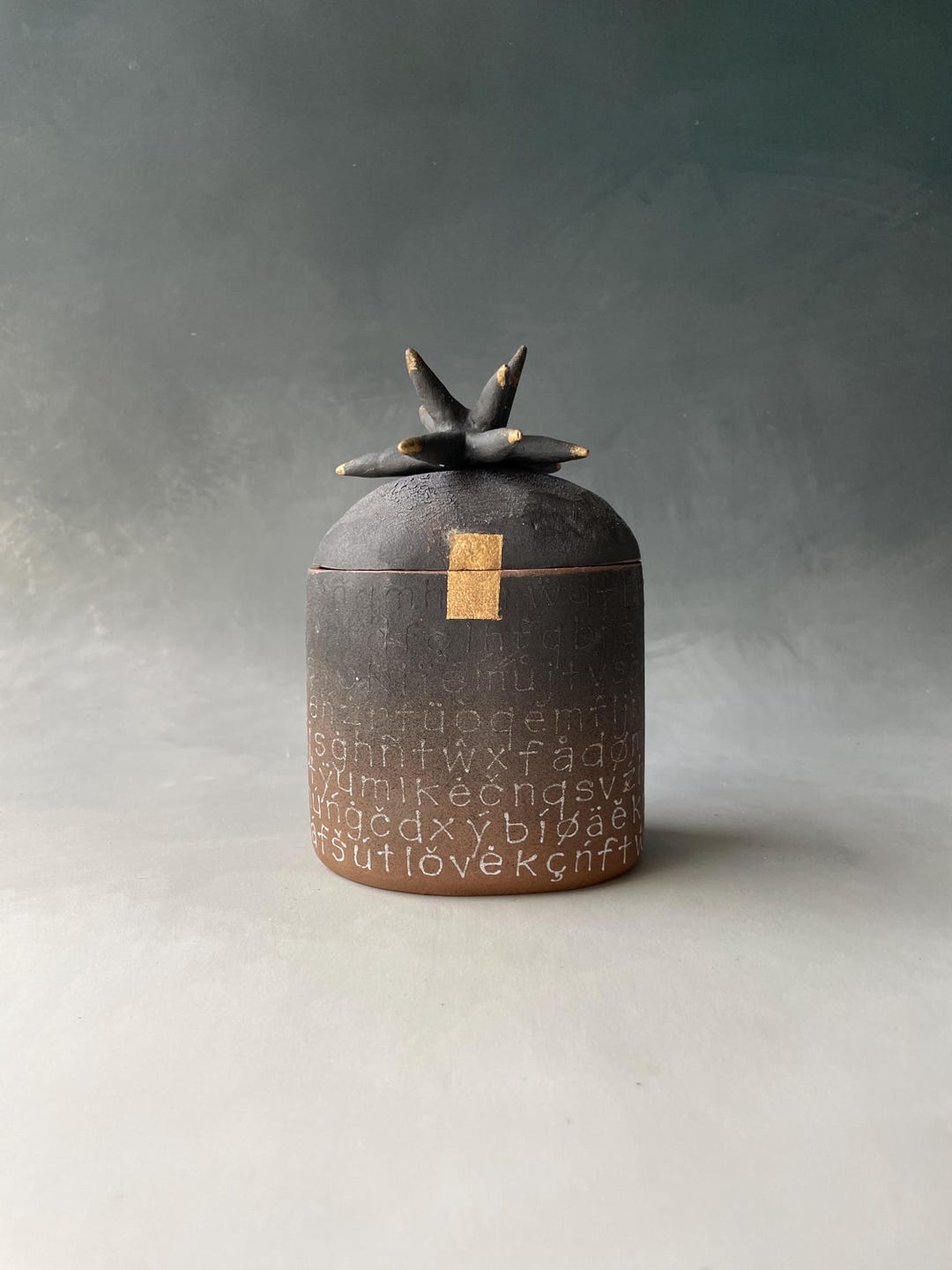 Dark Stoneware Box - Handwritten Letters - Etsy