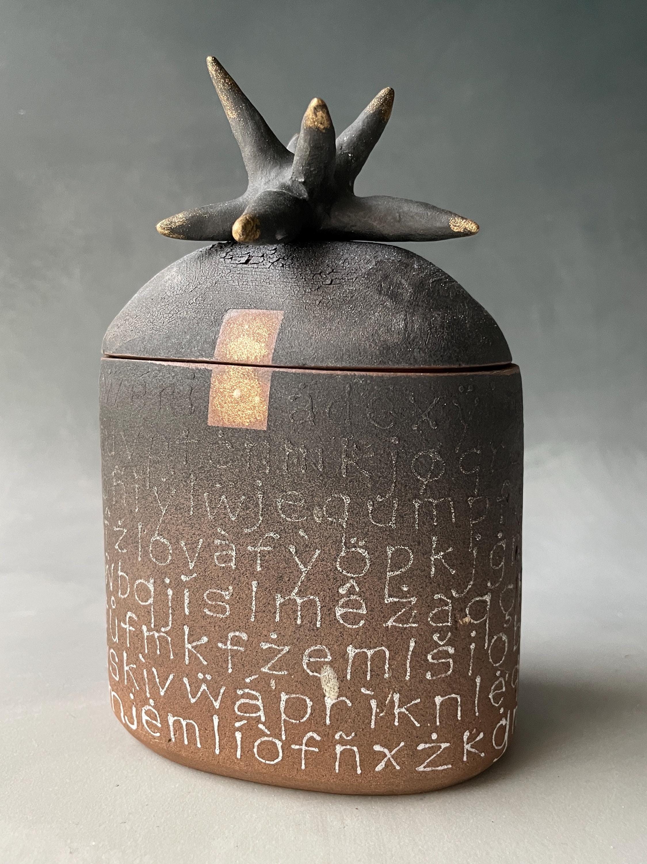 Dark Stoneware Box - Handwritten Letters - Etsy