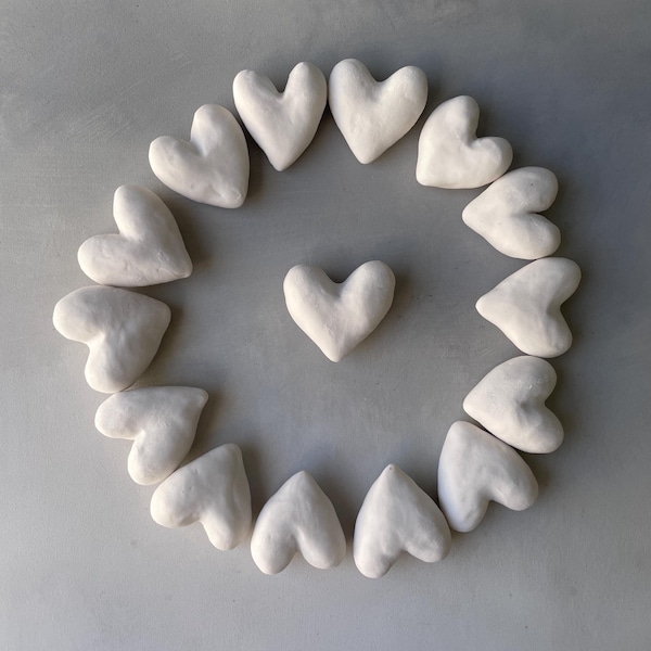 handmade white porcelain hearts- bag of 15
