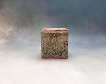 ceramic box- sage green with topography
