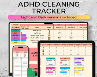 ADHD Dopamine Chore Chart Google Sheets Gamified Cleaning Tracker Task Paralysis Tool for Adults Executive Dysfunction Neurodivergent System
