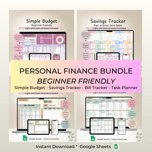 Paquete de finanzas personales 2026 / Kit de presupuesto automatizado de Google Sheets, seguimiento de facturas y ahorros / Organizador de dinero todo en uno para familias ocupadas