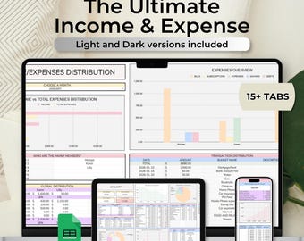 Ultimate Income and Expense Tracker Google Sheet Annual Household Budget Spreadsheet Family Finance Planner Monthly Weekly Paycheck Hub Moms