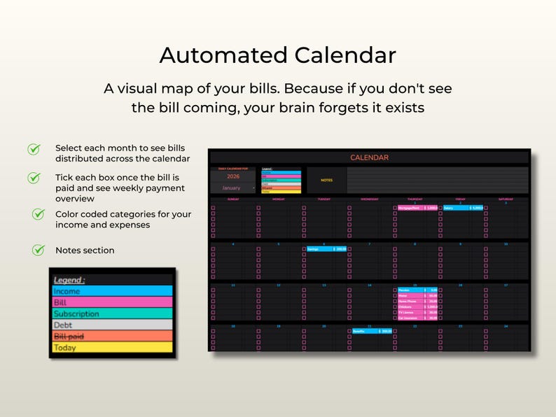 ADHD Budget Tracker Pro Google Sheets Monthly Annual Budget Spreadsheet Executive Dysfunction Tool Visual Map Sinking Funds Debt Snowball afbeelding 11