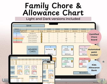 Gamified Family Chore Chart Reward System Busy Moms Household Planner Google Sheets Template Parent Management Allowance Track Kids Routine