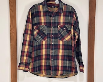 Jaqueta camisa xadrez vintage Five Brother masculina tamanho G manga longa com botões