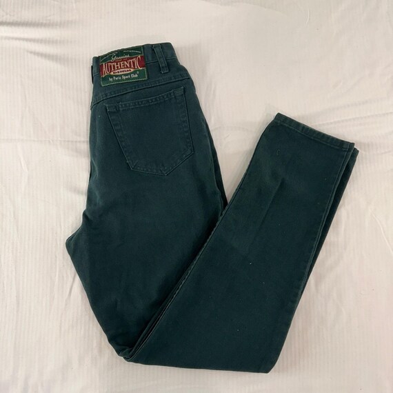 VTG 90s Paris Sport Club Genuine Authentic Hunter Green High Rise Mom Jeans 11 View 2