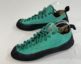 Zapatillas de escalada Five Ten Vintage Suede Teal para hombre, talla 8.5, Stealth C4, goma, para búlder.