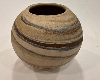 Jarrón de cerámica vintage hecho a mano con efecto mármol y ágata / Wabi Sabi