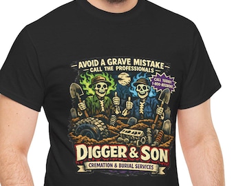 Camiseta para adultos con parodia de camión monstruo de Digger & Son / Camiseta de Grave Digger para hombre, camiseta de Grave Digger, camiseta de Son Uva Digger, camión monstruo Grave Digger