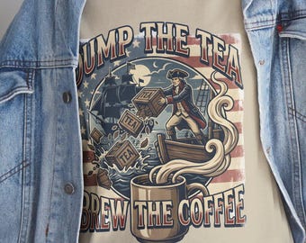 Camiseta "Deshazte del té y prepara café" / Guerra de la Independencia de Estados Unidos, Motín del té de Boston, regalo para amantes del café
