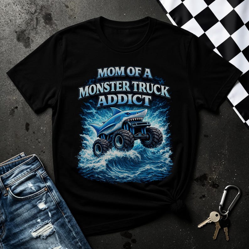 Mom of a Monster Truck Addict Graphic Tee, Boy Mom Monster Truck Shirt, Boy Mom Mother's Day Gift, El Toro Loco Shirt, Grave Digger Shirt image 3