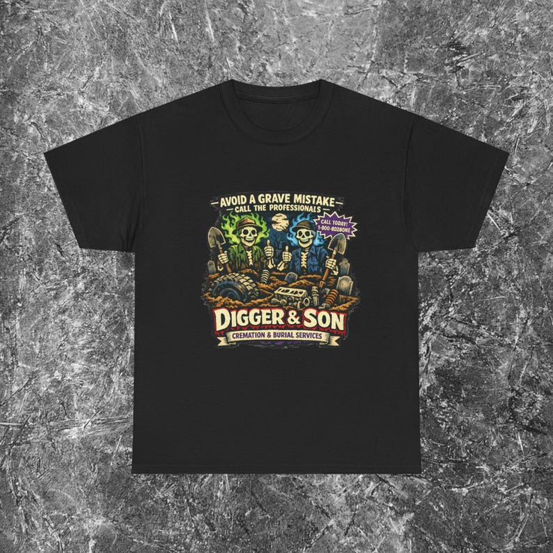 Digger & Son Monster Truck-parodi Vuxenskjorta | Herr Grave Digger-skjorta, Grave Digger-t-shirt, Son Uva Digger-skjorta, Grave Digger Monster Truck bild 3