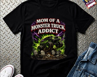 Mamma till en Monster Truck Addict Graphic Tee, Pojkmamma Monster Truck-tröja, Pojkmamma Mors dag-present, El Toro Loco-tröja, Grave Digger-tröja