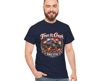 Adult 4th of July Monster Truck Shirt | Free to Crush Since 1776, 4th of July Mens Shirt for Monster Truck Fans