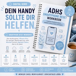 ADHS Smartphone Reset Workbook | Digital Declutter Planner | Organize Your Phone | 100 Page ADHS Guide | Digital Detox | PDF Download