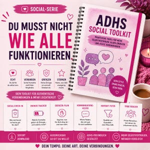 ADHS Social Toolkit | 66 Seiten Workbook | RSD, Overthinking, Masking & Beziehungen | Printable pdf | ADHS Relationship Workbook