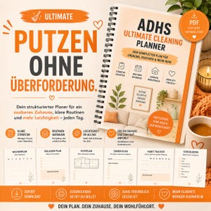 Ultimate ADHD Cleaning Planner |ADHD Productivity Planner Printable |Brain Dump Organizer | Weekly Cleaning Planner | ADHD Home Organization