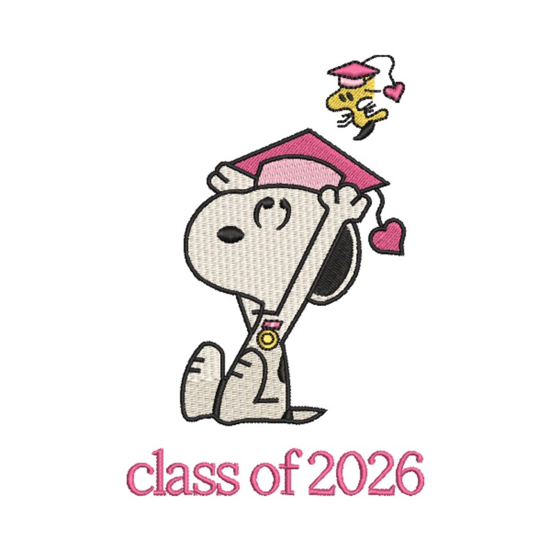 Graduation Snoopy Embroidery Design, Class of 2026, Senior Gift ...