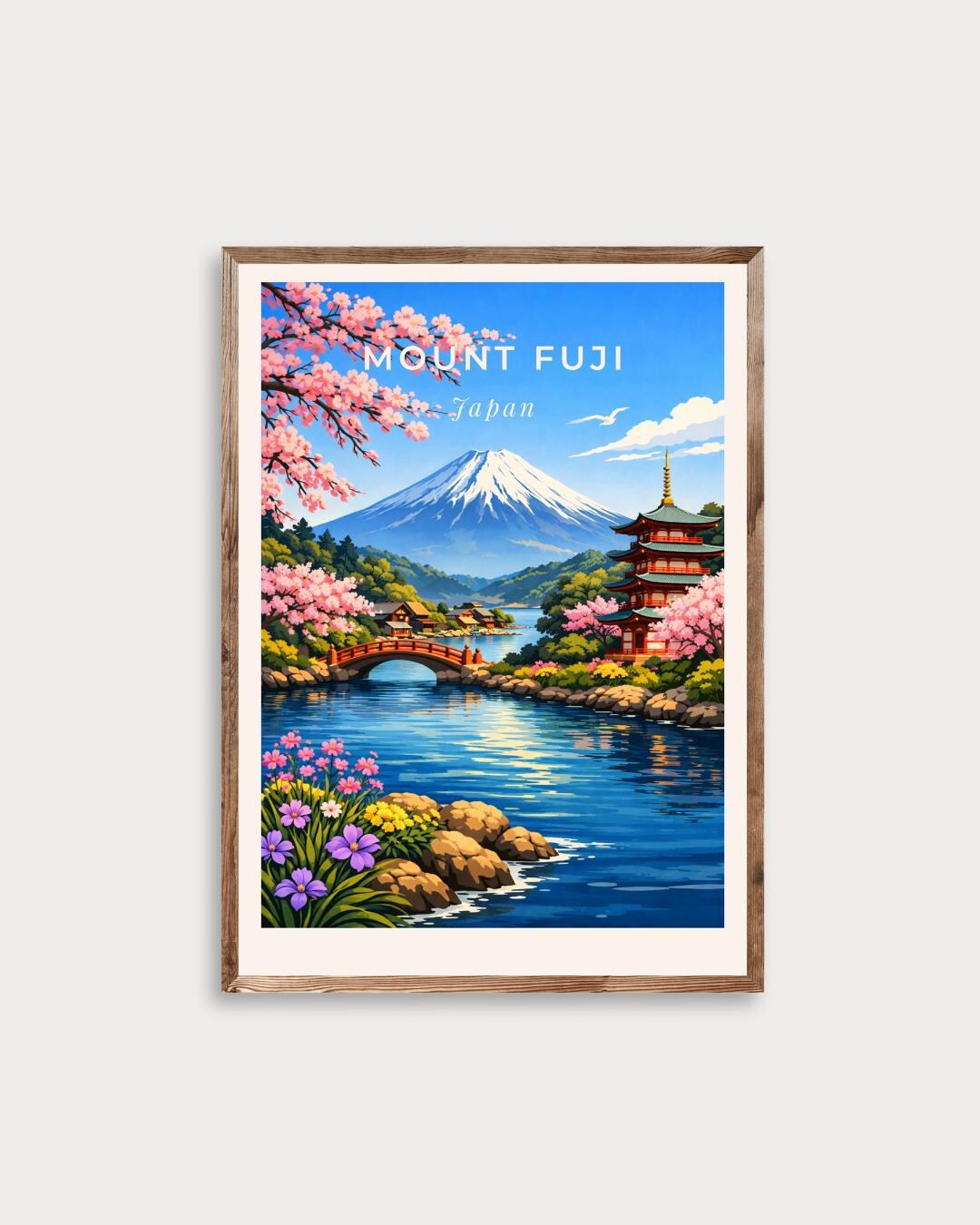 Mount Fuji Japan Travel Poster Print – Illustrated Wall Art, Travel ...