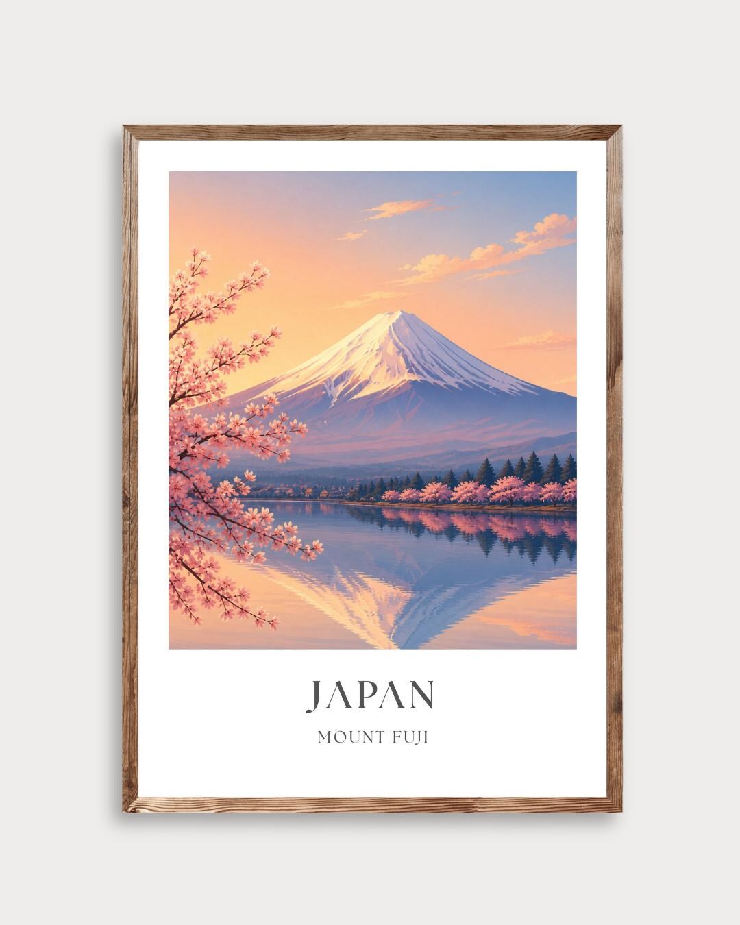 Mount Fuji Japan Travel Print | Japan Wall Art | Cherry Blossom Poster ...
