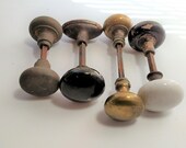 Early Antique Door Knobs Four Sets Architectural Salvage Door Hardware Brass Metal Porcelain White Black