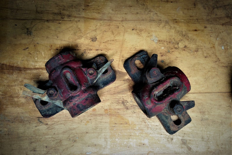 Two Vintage Antique Pillow Blocks Bearing Large Machinist Automobile
